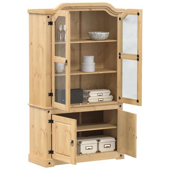 Vitrine en verre Corona 103,5x42x180 cm bois de pin massif