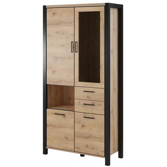 Vitrine haute XL - PRICE FACTORY - Collection BOWIE - Aspect bois - Industriel - Loft