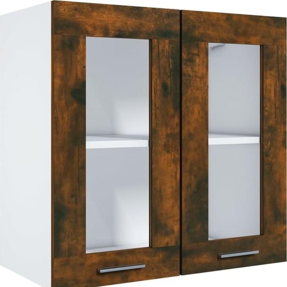 Vitrine suspendue Lyon Chêne fumé 60 x 31 x 60 cm Bois dingénierie