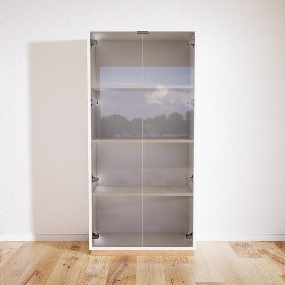 Vitrine - Verre clair transparent, moderne, pour documents, avec porte Verre clair transparent - 77 x 162 x 34 cm, personnalisable