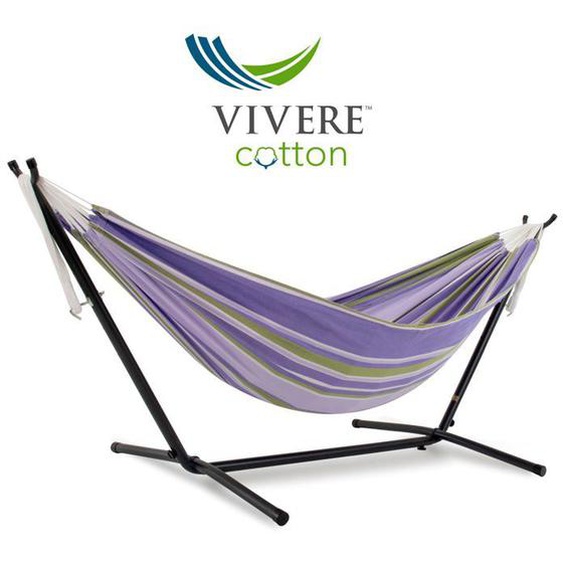 Hamac double - TRANQUILITY - 250 cm - Coton 100% - Support en acier - 205 kg