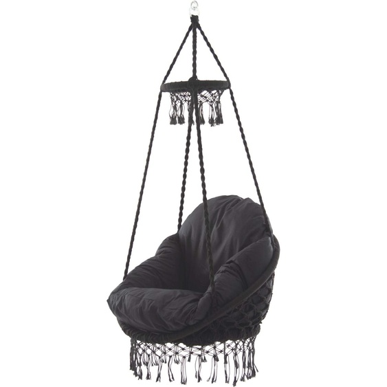 Vivere Macrame fauteuil avec cadre Eclipse - bleu foncé Chaise suspendue