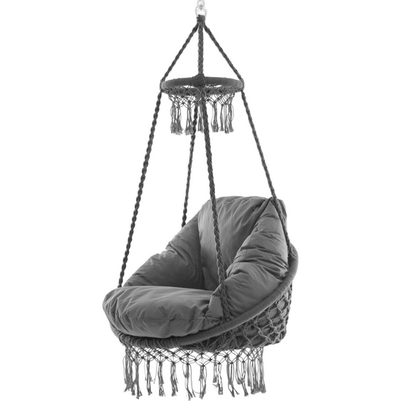 Vivere Macrame Fauteuil avec cadre Fog Grey - gris Chaise suspendue