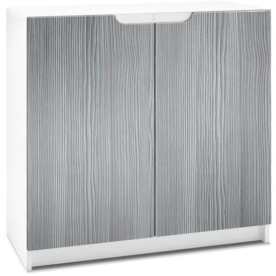 Vladon Commode Armoire de bureau Rangement Logan- Corps en Blanc mat - Façades en Avola-Anthracite