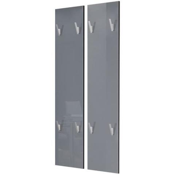 Vladon Panneaux portemanteaux 120 en Gris haute brillance