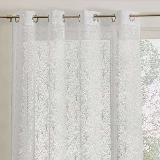 Voilage Brodé Motif Art Déco - Finition Oeillets -