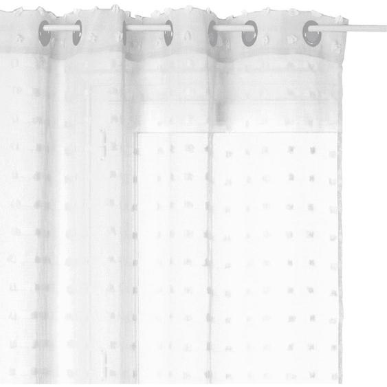 Voilage en polyester avec petits pompons blanc 140x240cm blanc