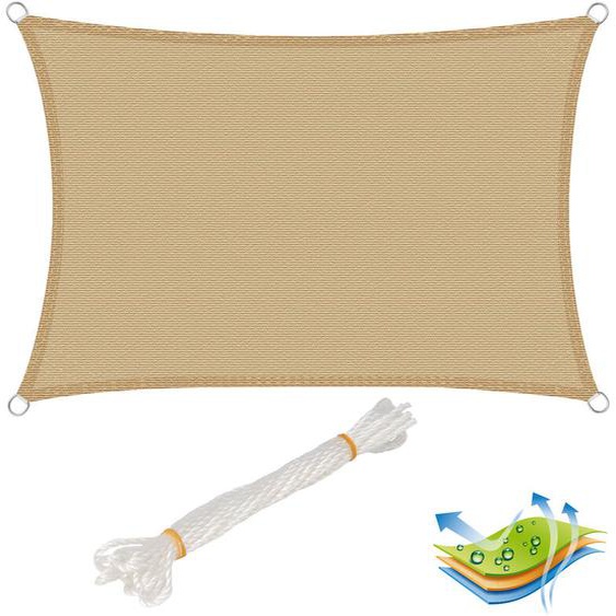 Voile dombrage carré 4x5 m, en hdpe, protection contre le soleil avec protection uv pour jardin/terrasse, Sable - Woltu