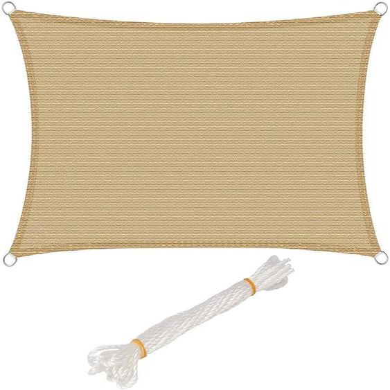 Voile dombrage rectangulaire 3x5m, en hdpe, protection contre le soleil avec protection uv pour jardin, terrasse ou camping, Sable - Woltu