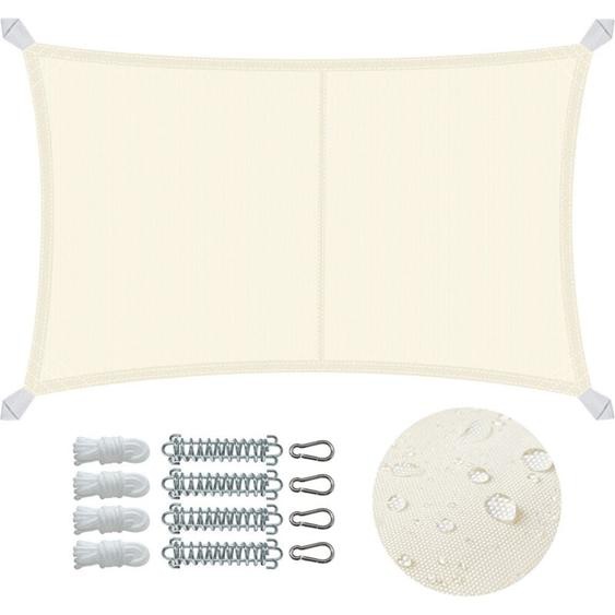 Voile dombrage Rectangulaire en Polyester Imperméable avec Kit de Montage 3x5m Beige