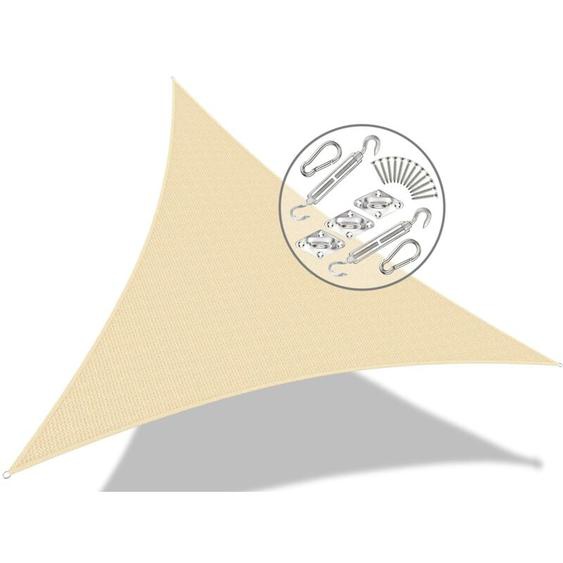 Voile dombrage Triangle 3x3x3M Ivoire avec kit de montage