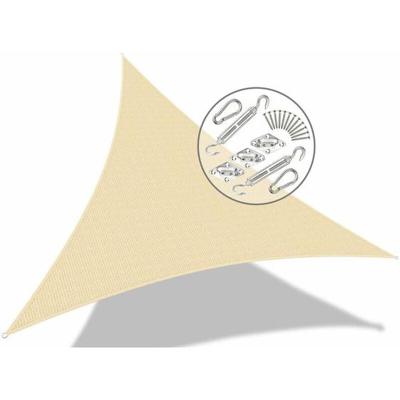 Voile d’ombrage Triangle 5x5x5M Ivoire avec Kit de montage