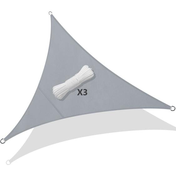 Voile dombrage Triangle Imperméable Polyester avec Corde 3x3x3m Gris