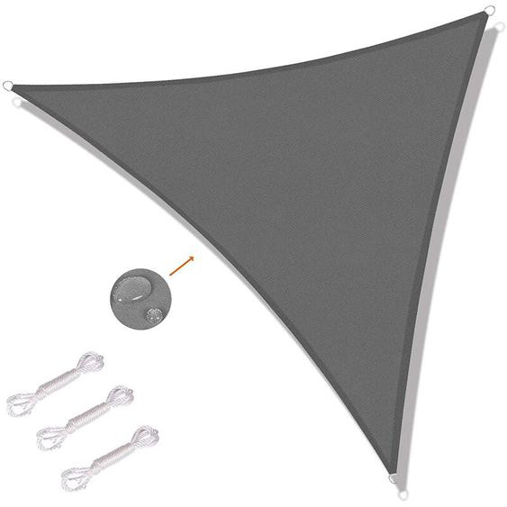 Voile dombrage Triangulaire 5 x 5 x 5m Toile Ombrage Une Protection des Rayons UV pour Extérieur,Terrasse,Jardin - Gris