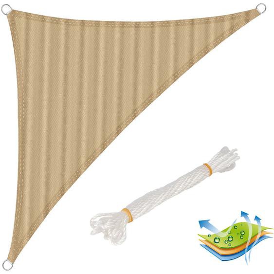 Voile dombrage triangulaire 5x5x7 m, en hdpe, protection contre le soleil avec protection uv pour jardin/terrasse, Sable - Woltu