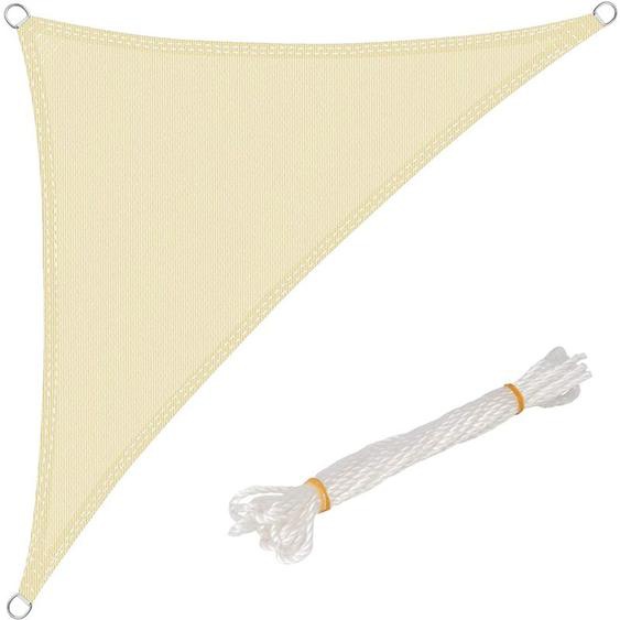 Voile dombrage triangulaire 5x5x7m, en hdpe, protection contre le soleil avec protection uv pour jardin ou camping, Crème - Woltu