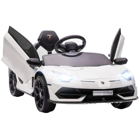 Voiture Électrique Enfant Lamborghini Aventador Roadster Svj Télécommande Effets Sonores Lumineux Blanc