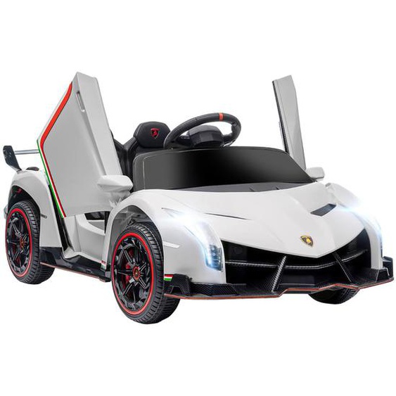 Voiture Électrique Enfant Lamborghini Veneno V. Max. 7 Km/h Télécommande Ouverture Portes Effets Sonores Lumineux Blanc