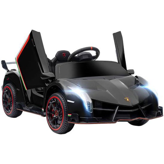 Voiture Électrique Enfant Lamborghini Veneno V. Max. 7 Km/h Télécommande Ouverture Portes Effets Sonores Lumineux Noir