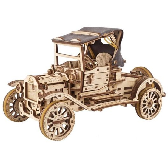 Voiture Rétro Ugr-t En Bois À Construire – Maquette Mécanique 3d Avec Moteur À Ressort Brown