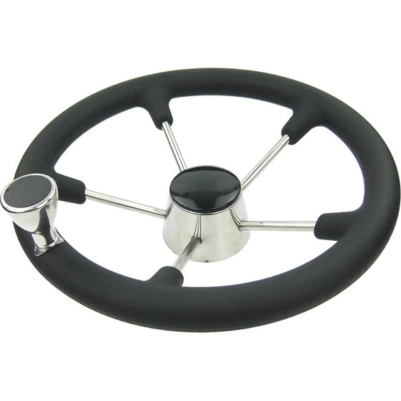 Volant de bateau, rayons en acier inoxydable durables, poignée confortable en mousse, volant