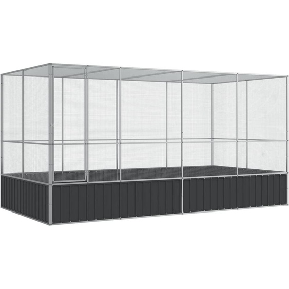 Volière avec extension Argent 418 x 207 x 212 cm Acier