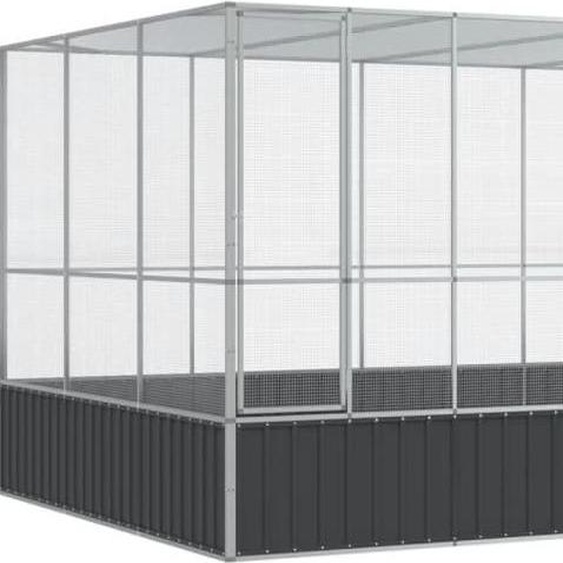 Volière avec extension argenté 518x307x212 cm acier