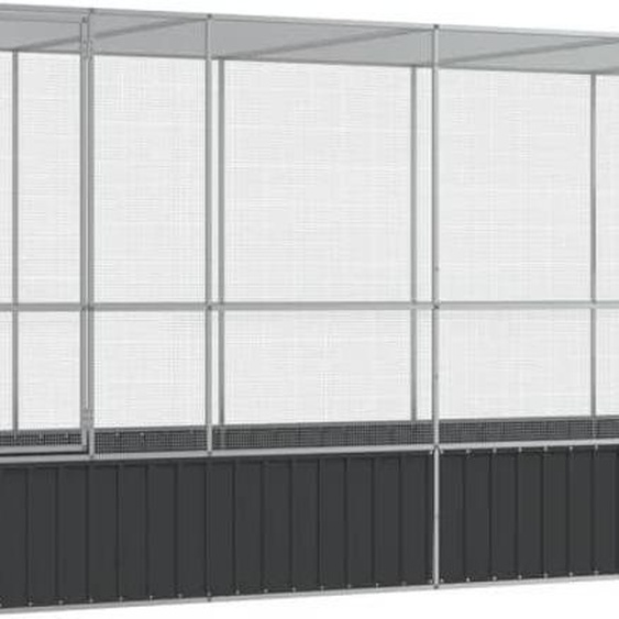 Volière avec extension argenté 625x207x212 cm acier