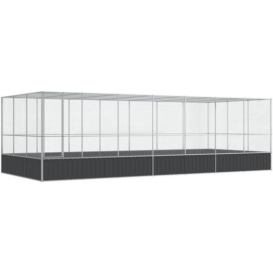 Volière avec extension argenté 725x307x212 cm acier