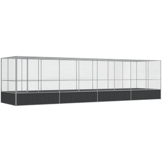 Volière avec extension argenté 832x207x212 cm acier