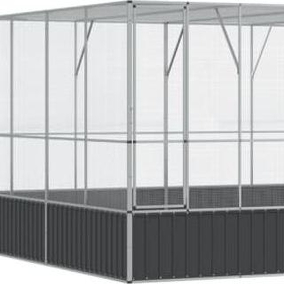 Volière avec extension argenté 832x414x212 cm acier