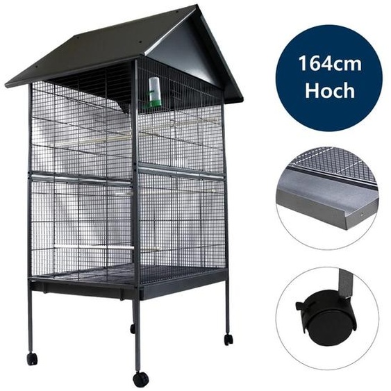 Volière grise XXL Volière pour oiseaux Cage délevage Cage pour animaux