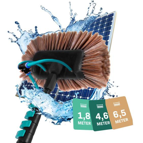 Vonroc - Brosse à laver télescopique - 6,50m Incl. brosse multi-usages, nettoyeur de vitres 2-en-1, tuyau et distributeur de savon