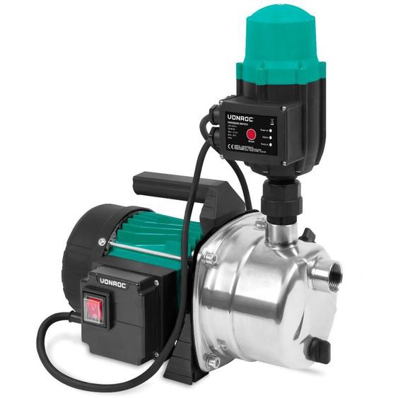 Vonroc - Pompe à Eau Automatique dArrosage 1000W, 3500l/h - 4,4 bar, Puissance Aspiration 8m - Protection contre le fonctionnement à sec - Pompe à