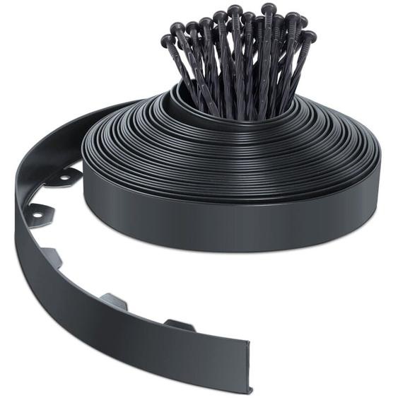 Bordure de jardin flexible en pvc 20m avec 40 piquets - hauteur 5cm - anthracite - Vounot
