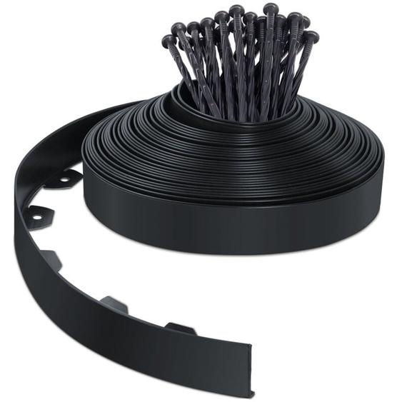 Bordure de jardin flexible en pvc 20m avec 40 piquets - hauteur 5cm - noir - Vounot