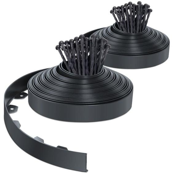 Bordure de jardin flexible en pvc 40m avec 80 piquets - hauteur 5cm - anthracite - Vounot
