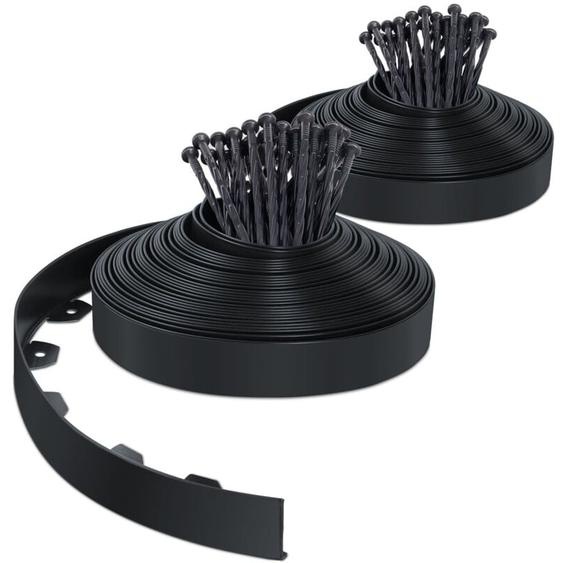Bordure de jardin flexible en pvc 40m avec 80 piquets - hauteur 5cm - noir - Vounot
