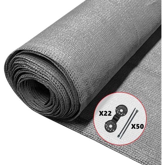 Vounot - Brise vue occultant en hdpe 150g/m² 1.8x10m avec attaches de fixation gris