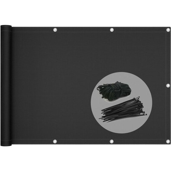 Vounot - Brise vue pour balcon hdpe Renforcé 230GR/M2 600x90cm noir