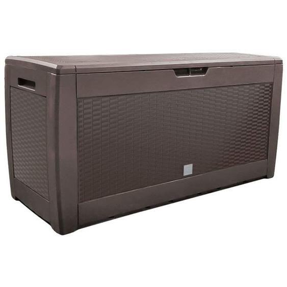 VOUNOT Coffre de Rangement Exterieur 310L en PP 119x48x60CM Style Polyrotin Marron