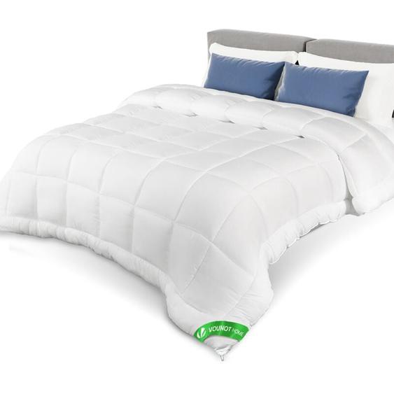 Couette tempérée 200x200cm 300gsm blanc - Couette chaude douce respirante en microfibre - Certifiée Oeko-Tex - Vounot