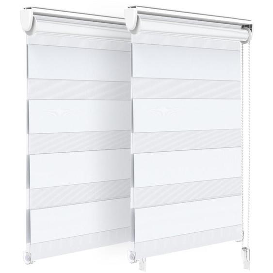 Vounot - Lot de 2 Stores enrouleurs jour/nuit zébrés - 50 x 150 cm - Blanc - Sans perçage ou avec