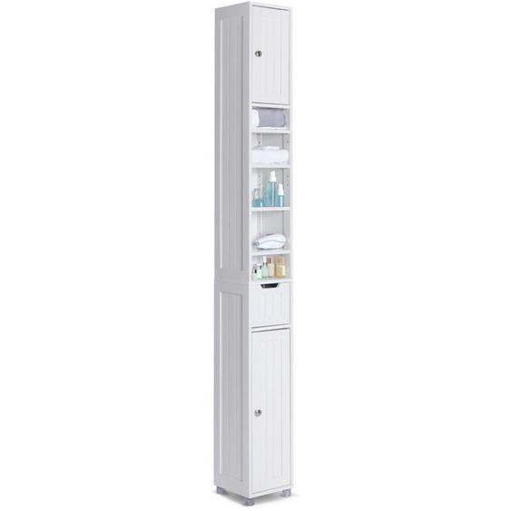 Vounot - Meuble rangement salle de bain Haut colonne 180x20x20cm mdf blanc