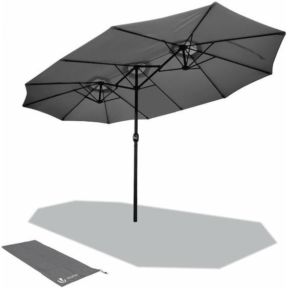 Parasol de Jardin Double en Aluminium 270 x 460 cm gris