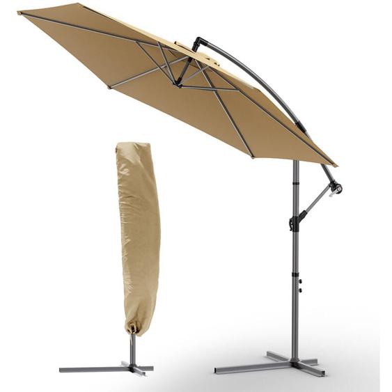 Vounot - Parasol déporté inclinable 3M avec housse de protection Kaki - Inclinaison réglable - Rotatif 360° - Manivelle anti-retour