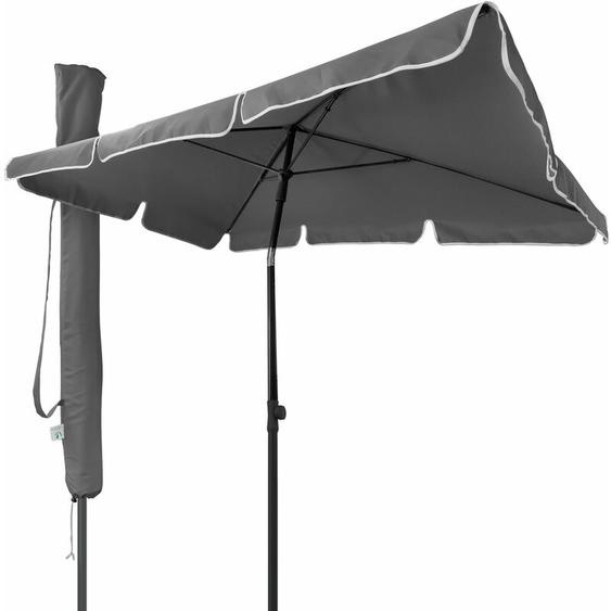 Vounot - Parasol inclinable rectangulaire 2x1.25m gris avec housse de protection - hauteur et angles ajustables