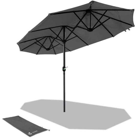 Vounot - Parasol de Jardin Double en Aluminium 150 x 300 cm gris