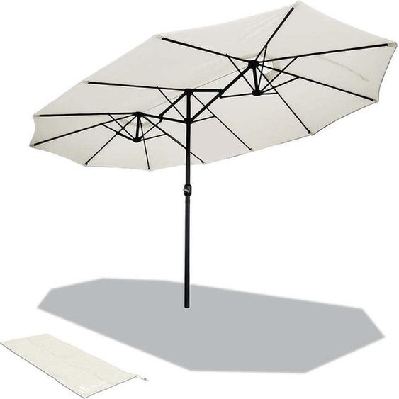 VOUNOT® Parasol double avec manivelle, Parasol de marché, 460 x 270 cm, Beige