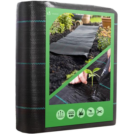 Vounot - Toile de paillage 10m x 2m 100g/m² - Bâche géotextile anti-mauvaises herbes anti-UV perméable à leau anti-repousse